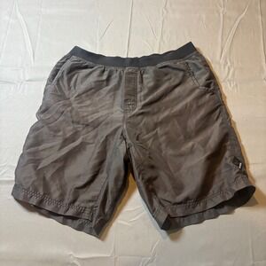 Prana Breathe Mens Athletic Hiking Shorts Charcoal Gray Elastic Waist Size L